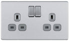 BG Screwless Brushed Steel Double Socket FBS22G - The Switch Depot