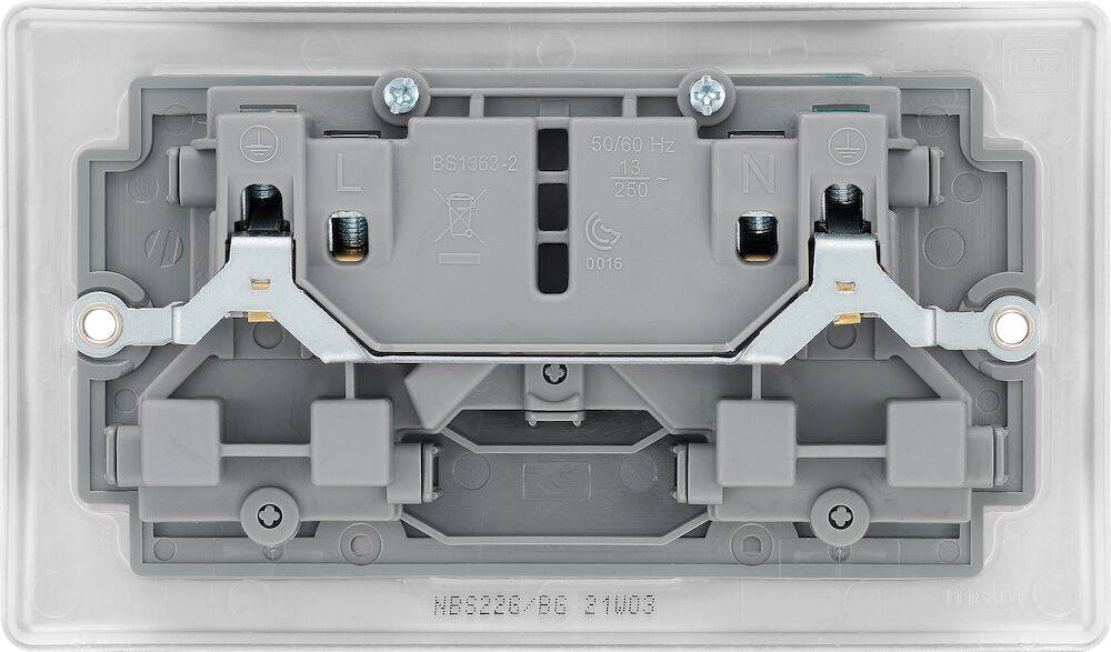 Nexus Metal Brushed Steel Double Socket NBS22G - The Switch Depot