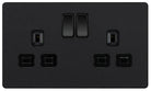 Evolve Polycarbonate Matt Black Double Socket PCDMB22B - The Switch Depot