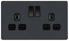 Evolve Polycarbonate Matt Grey Double Socket PCDMG22B - The Switch Depot