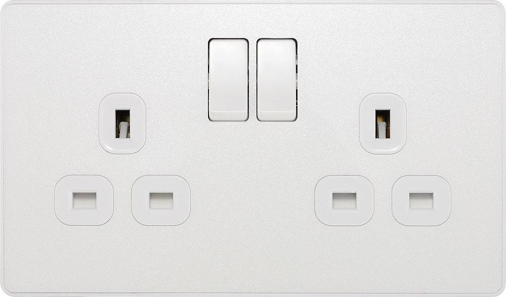 Evolve Polycarbonate Pearlescent White Double Socket PCDCL22W - The Switch Depot