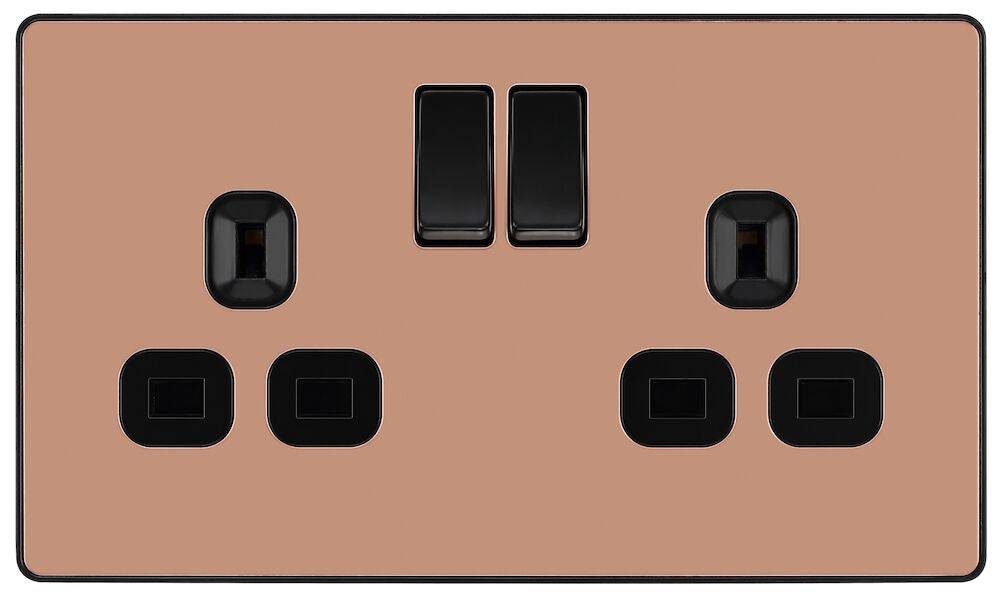 Evolve Polycarbonate Polished Copper Double Socket PCDCP22B - The Switch Depot