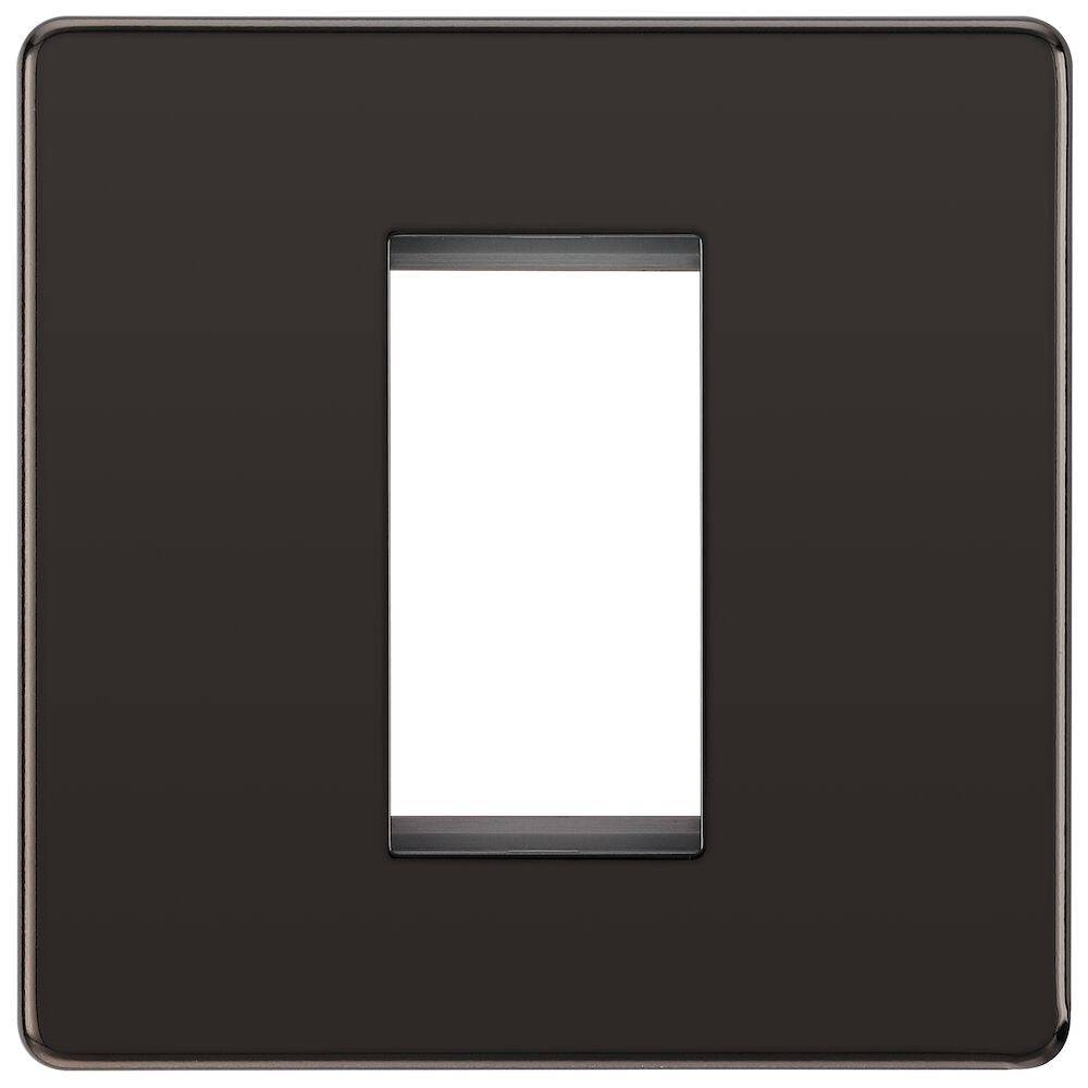 BG Screwless Black Nickel 1G Euro Plate FBNEMS1 - The Switch Depot
