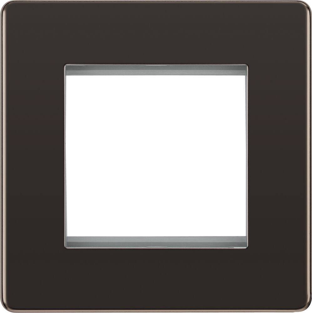 BG Screwless Black Nickel 2G Euro Plate FBNEMS2 - The Switch Depot