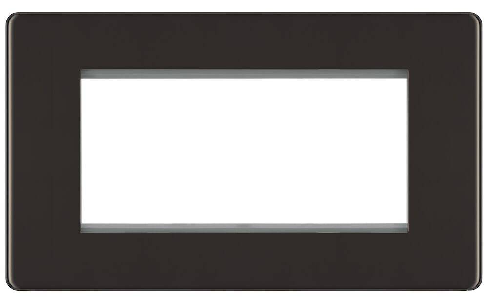BG Screwless Black Nickel 4G Euro Plate FBNEMR4 - The Switch Depot