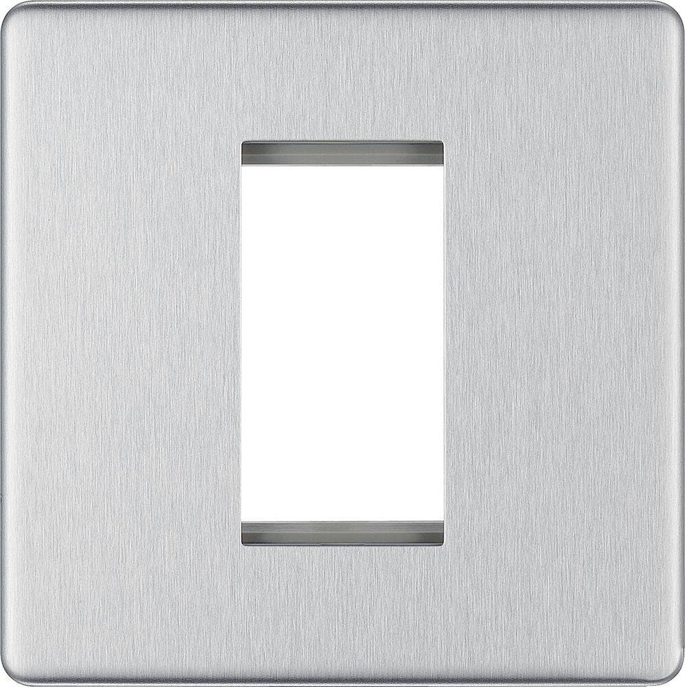 BG Screwless Brushed Steel 1G Euro Plate FBSEMS1 - The Switch Depot