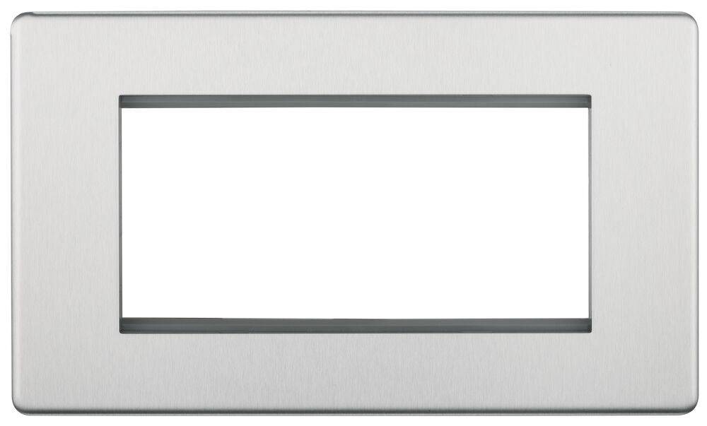 BG Screwless Brushed Steel 4G Euro Plate FBSEMR4 - The Switch Depot