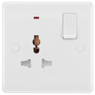 BG Moulded White PVC 1G Universal Socket with Neon 827L - The Switch Depot