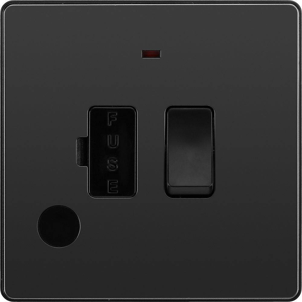 Evolve Polycarbonate Black Chrome 13A Switched Spur with Neon and Flex Outlet PCDBC52B - The Switch Depot