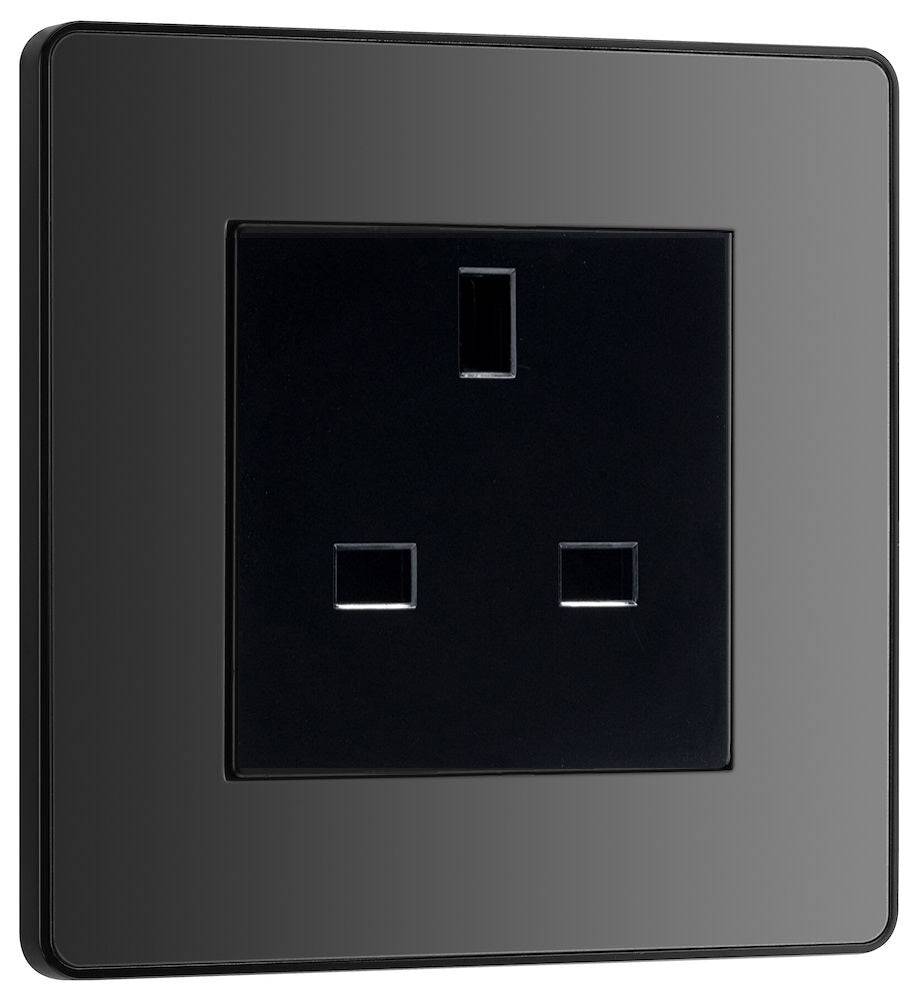 Evolve Polycarbonate Black Chrome 13A Unswitched Socket PCDBC13AUSSB - The Switch Depot