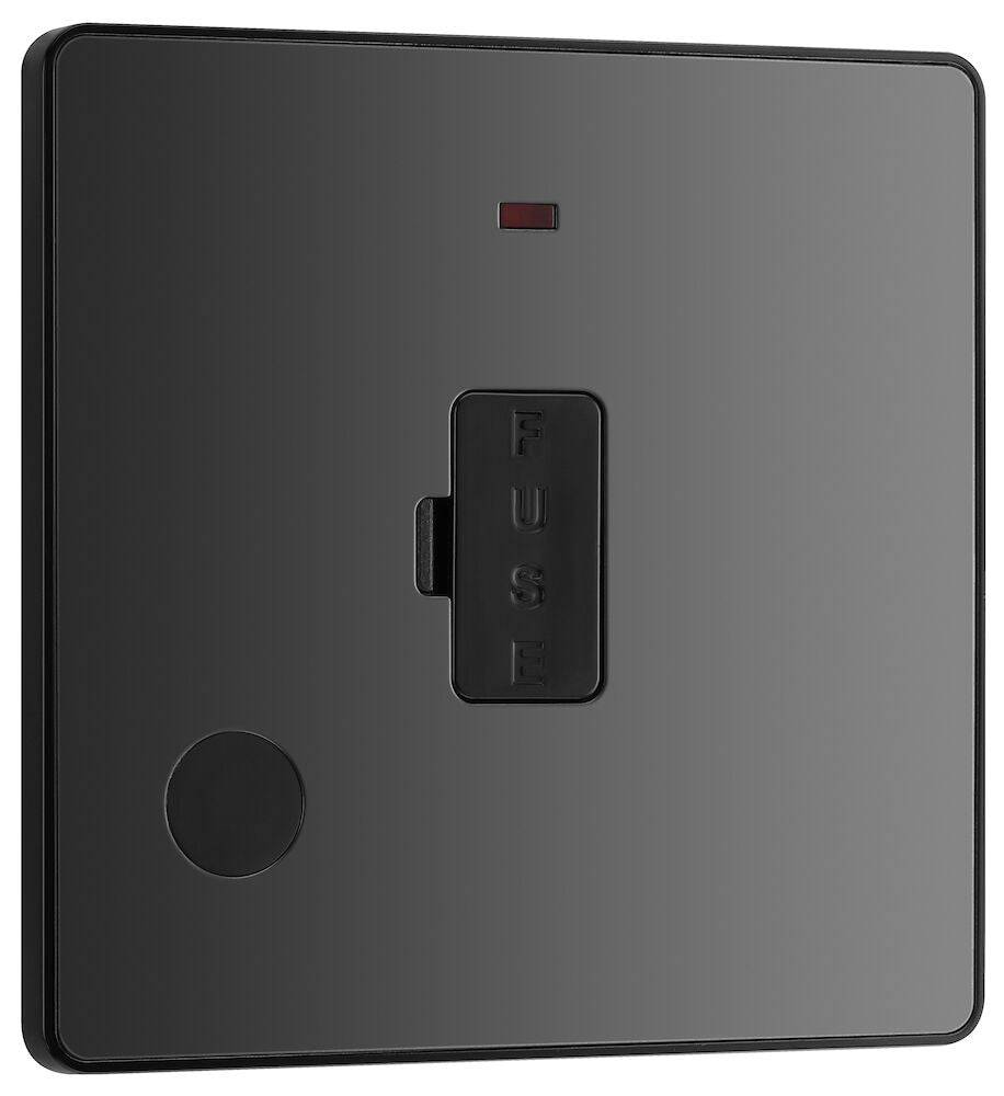 Evolve Polycarbonate Black Chrome 13A Unswitched Spur with Neon and Flex Outlet PCDBC54B - The Switch Depot
