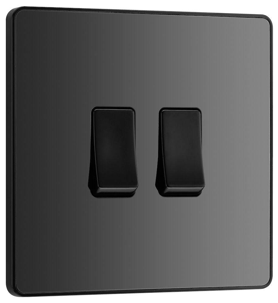 Evolve Polycarbonate Black Chrome 2G Light Switch PCDBC42B - The Switch Depot
