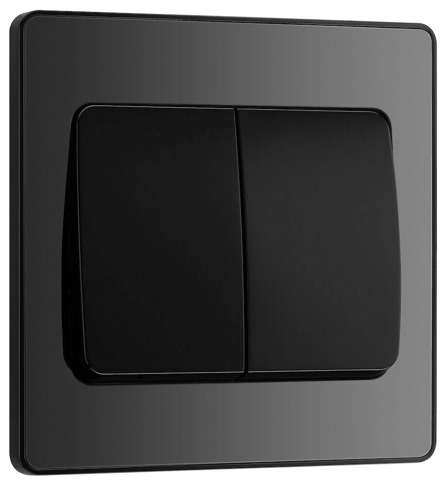 Evolve Polycarbonate Black Chrome 2G Wide Rocker Light Switch PCDBC42WB - The Switch Depot