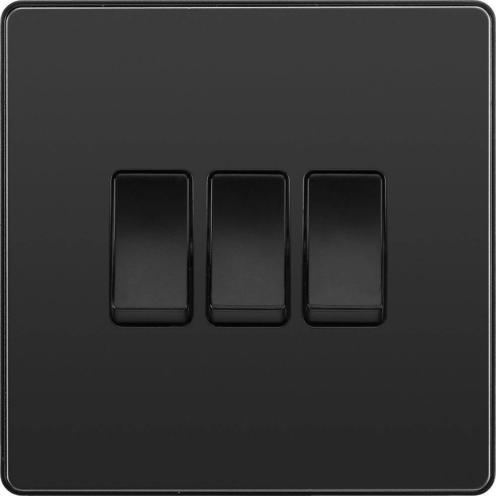 Evolve Polycarbonate Black Chrome 3G Light Switch PCDBC43B - The Switch Depot