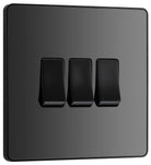 Evolve Polycarbonate Black Chrome 3G Light Switch PCDBC43B - The Switch Depot