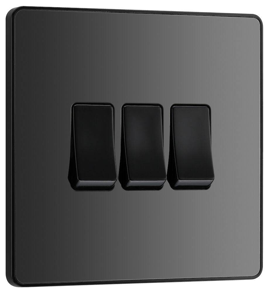 Evolve Polycarbonate Black Chrome 3G Light Switch PCDBC43B - The Switch Depot