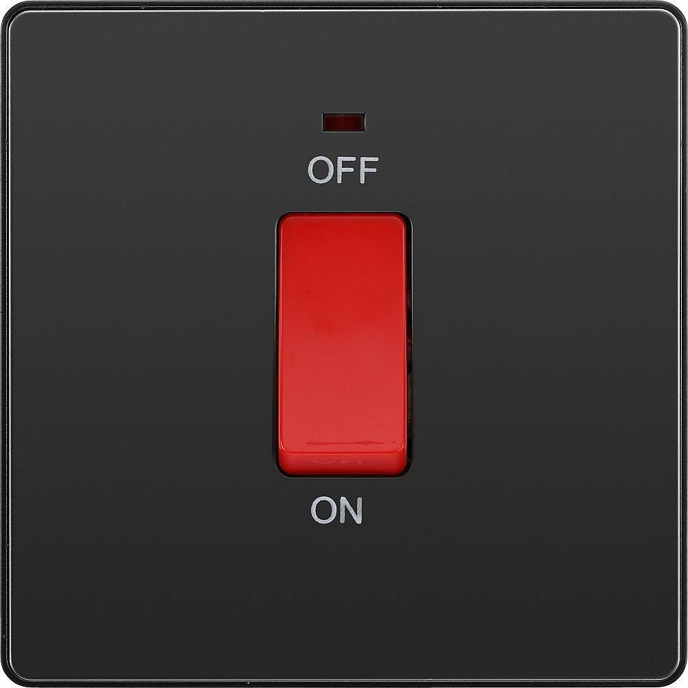 Evolve Polycarbonate Black Chrome 45A Cooker Switch with Neon PCDBC74B - The Switch Depot