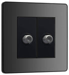 Evolve Polycarbonate Black Chrome Double Satellite Socket PCDBC612B - The Switch Depot