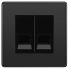 Evolve Polycarbonate Black Chrome Double Slave Telephone Socket PCDBCBTS2B - The Switch Depot