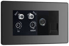 Evolve Polycarbonate Black Chrome Quadplex Combination TV Socket PCDBCQUAD2B - The Switch Depot