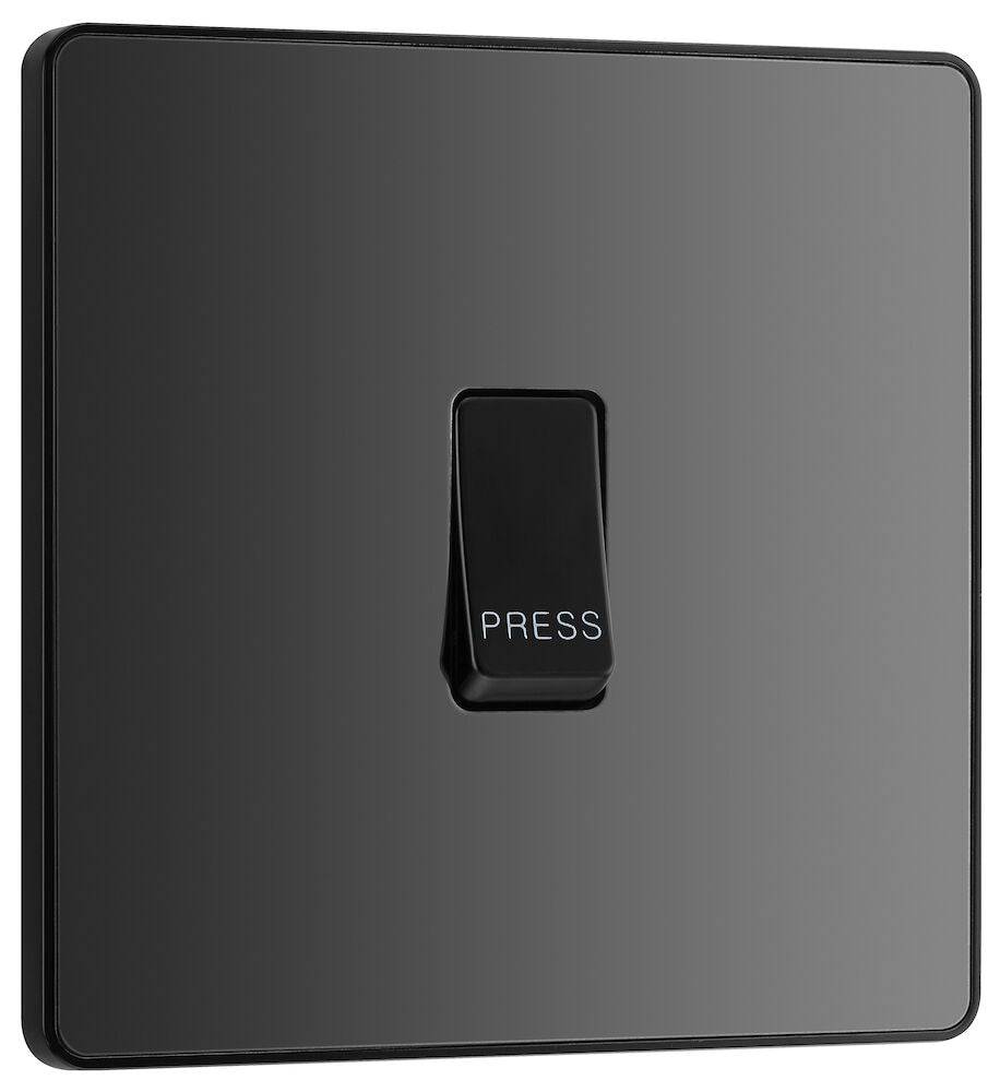 Evolve Polycarbonate Black Chrome Retractive Switch Marked Press PCDBC14B - The Switch Depot