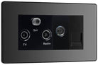 Evolve Polycarbonate Black Chrome Triplex Combination TV Socket PCDBCTRI2B - The Switch Depot