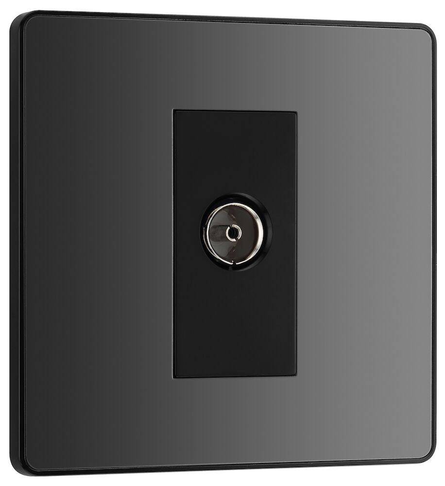 Evolve Polycarbonate Black Chrome TV Socket PCDBC60B - The Switch Depot