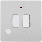 Evolve Polycarbonate Brushed Steel 13A Switched Spur with Neon and Flex Outlet PCDBS52W - The Switch Depot
