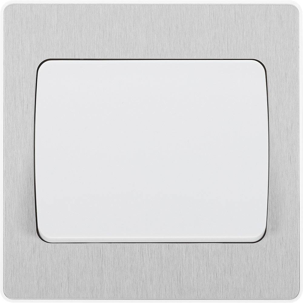 Evolve Polycarbonate Brushed Steel 1G Wide Rocker Light Switch PCDBS12WW - The Switch Depot