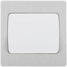 Evolve Polycarbonate Brushed Steel 1G Wide Rocker Light Switch PCDBS12WW - The Switch Depot