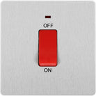 Evolve Polycarbonate Brushed Steel 45A Cooker Switch with Neon PCDBS74W - The Switch Depot