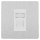 Evolve Polycarbonate Brushed Steel Cat6 Data Outlet Socket PCDBSRJ4516W - The Switch Depot