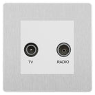 Evolve Polycarbonate Brushed Steel Diplex TV Socket PCDBSTVFMW - The Switch Depot
