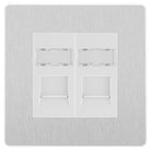 Evolve Polycarbonate Brushed Steel Double Cat5e Data Outlet Socket PCDBSRJ452W - The Switch Depot