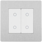 Evolve Polycarbonate Brushed Steel Double Master Touch Dimmer Switch PCDBSTDM2W - The Switch Depot