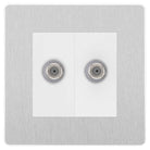 Evolve Polycarbonate Brushed Steel Double Satellite Socket PCDBS612W - The Switch Depot