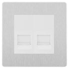 Evolve Polycarbonate Brushed Steel Double Slave Telephone Socket PCDBSBTS2W - The Switch Depot