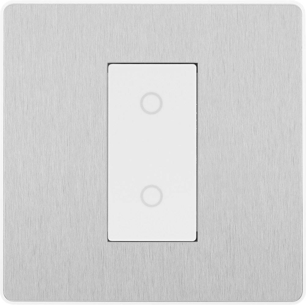 BG Evolve Polycarbonate Brushed Steel Single Master Touch Dimmer Switch ...