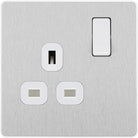 Evolve Polycarbonate Brushed Steel Single Socket PCDBS21W - The Switch Depot