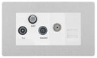 Evolve Polycarbonate Brushed Steel Triplex Combination TV Socket PCDBSTRI2W - The Switch Depot
