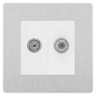 Evolve Polycarbonate Brushed Steel TV and Satellite Socket PCDBSTVSATW - The Switch Depot