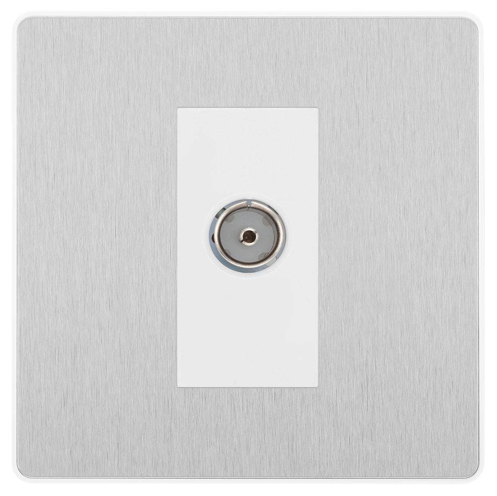 Evolve Polycarbonate Brushed Steel TV Socket PCDBS60W - The Switch Depot