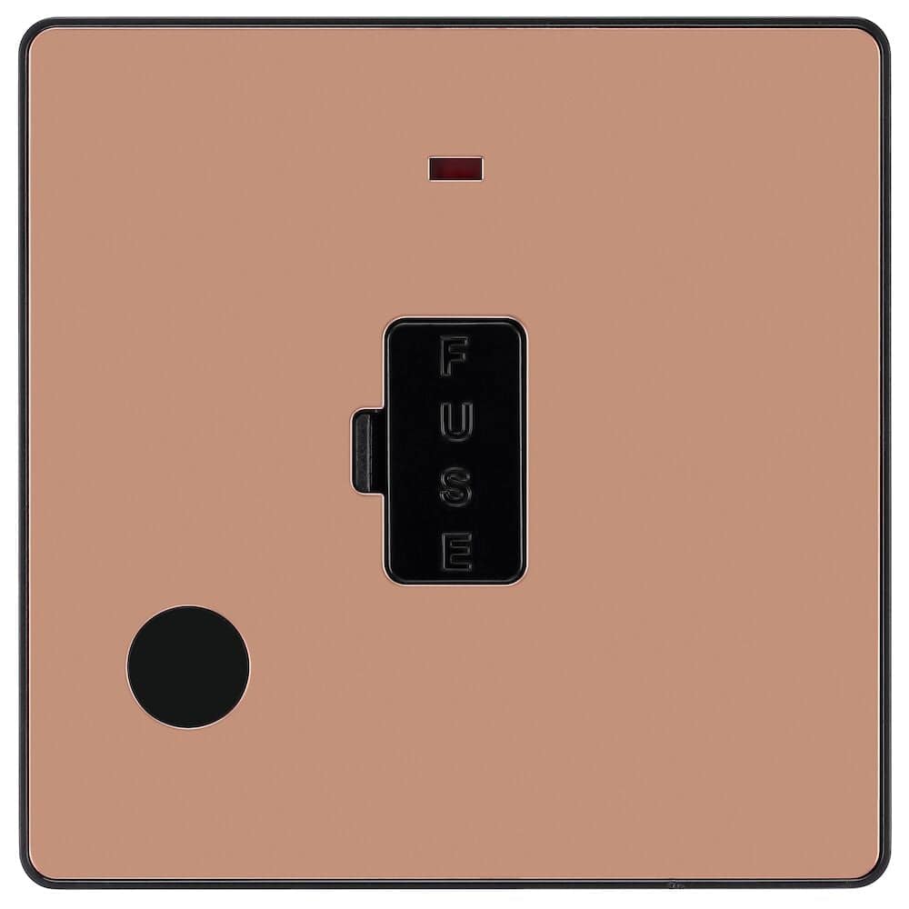 Evolve Polycarbonate Polished Copper 13A Unswitched Spur with Neon and Flex Outlet PCDCP54B - The Switch Depot