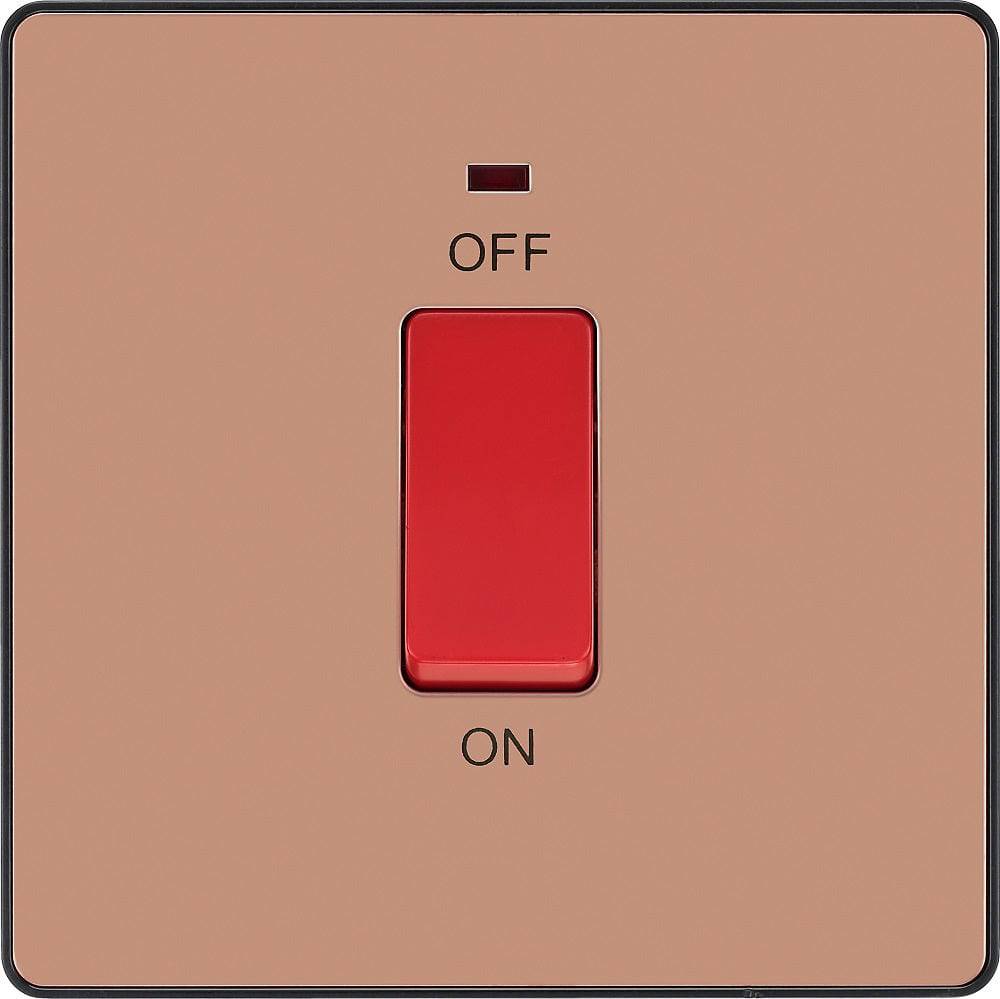 BG Evolve Polycarbonate Polished Copper 45A Cooker Switch with Neon ...
