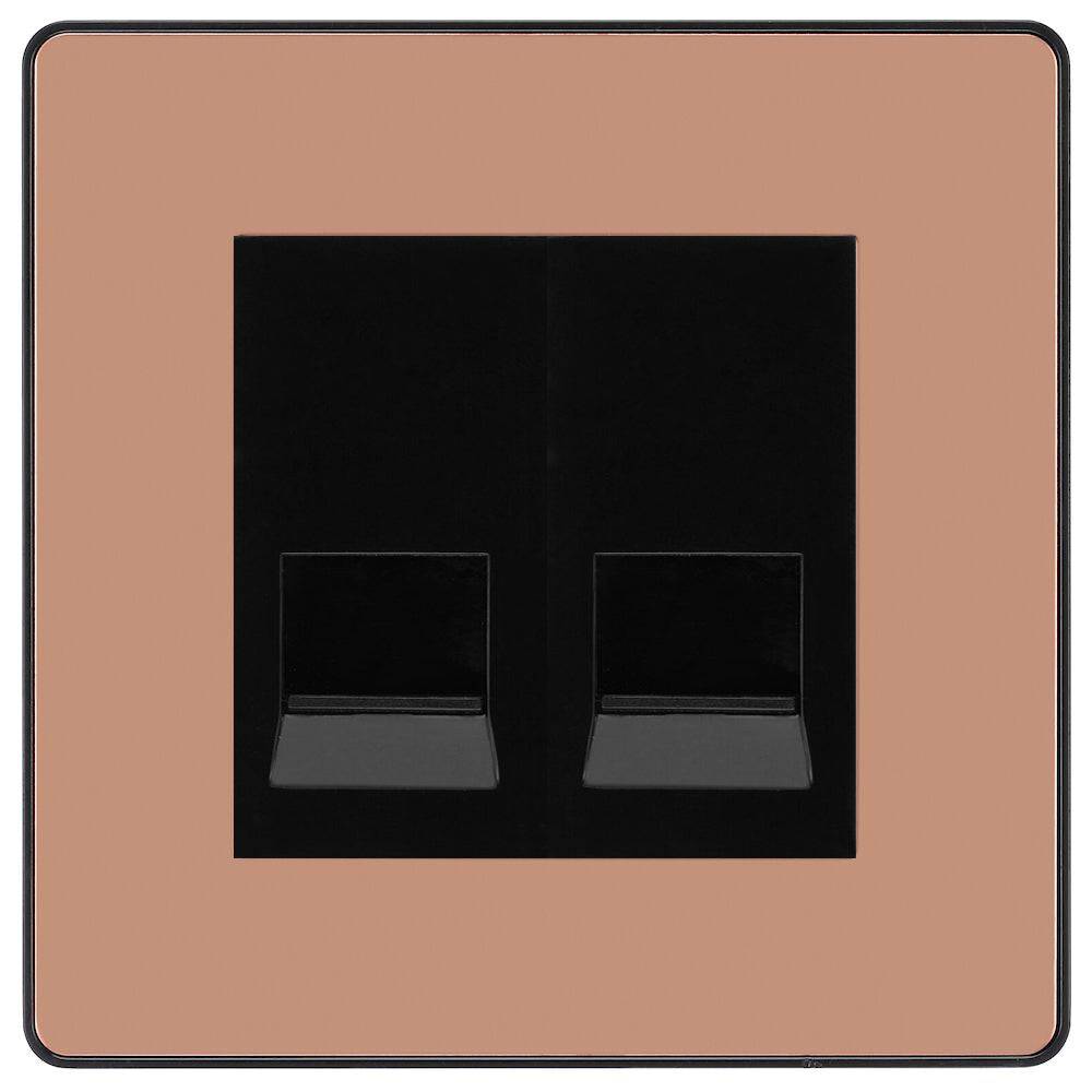 Evolve Polycarbonate Polished Copper Double Slave Telephone Socket PCDCPBTS2B - The Switch Depot