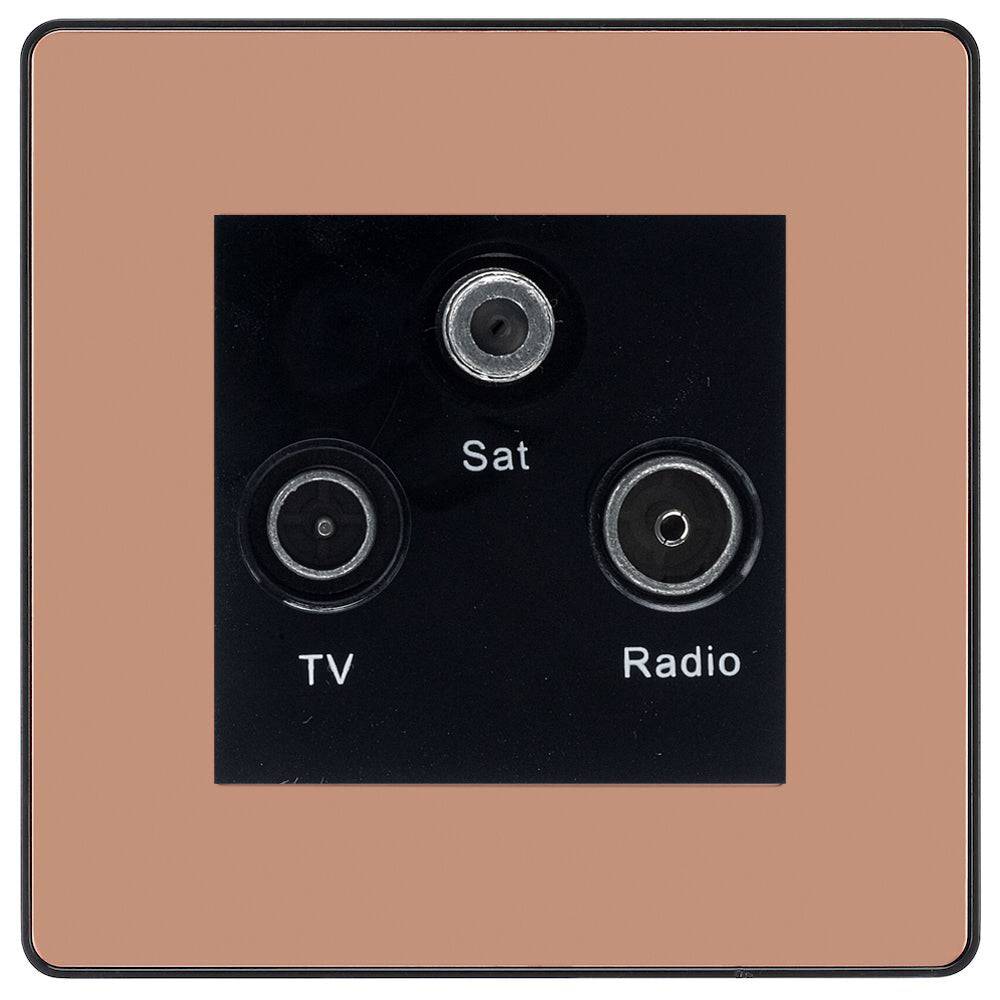 Evolve Polycarbonate Polished Copper Triplex TV Socket PCDCPTRIB - The Switch Depot