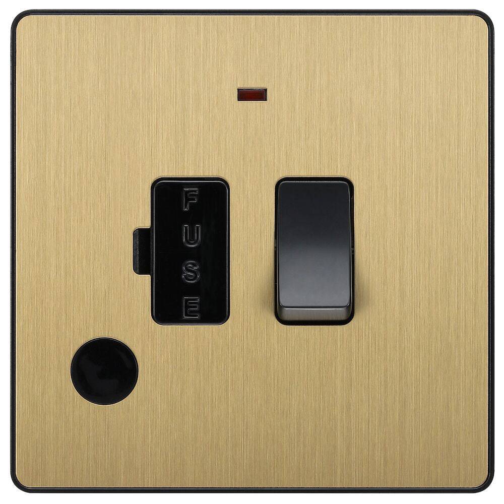 BG Evolve Polycarbonate Satin Brass 13A Switched Spur with Neon and ...