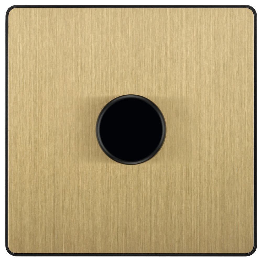 Evolve Polycarbonate Satin Brass 1G Dimmer Switch PCDSB81B - The Switch Depot