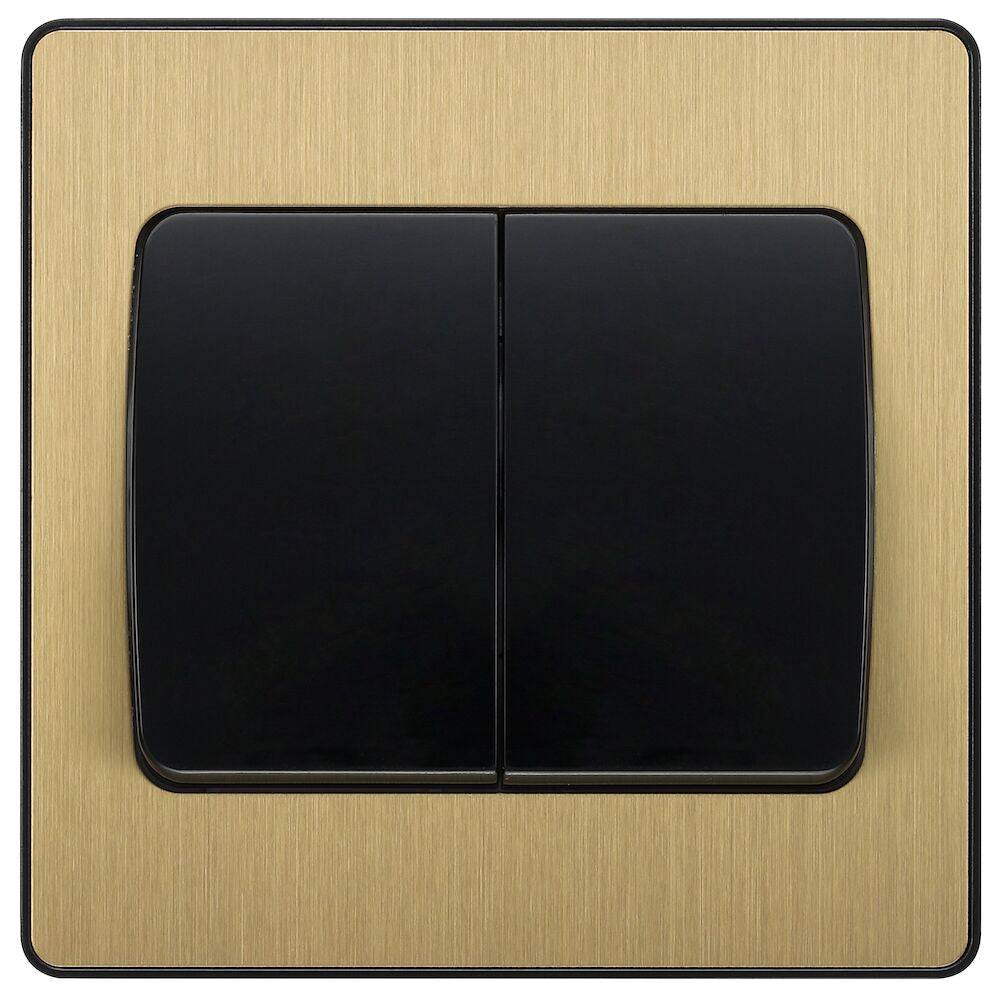 Evolve Polycarbonate Satin Brass 2G Wide Rocker Light Switch PCDSB42WB - The Switch Depot