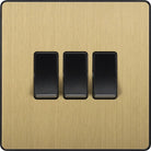Evolve Polycarbonate Satin Brass 3G Light Switch PCDSB43B - The Switch Depot